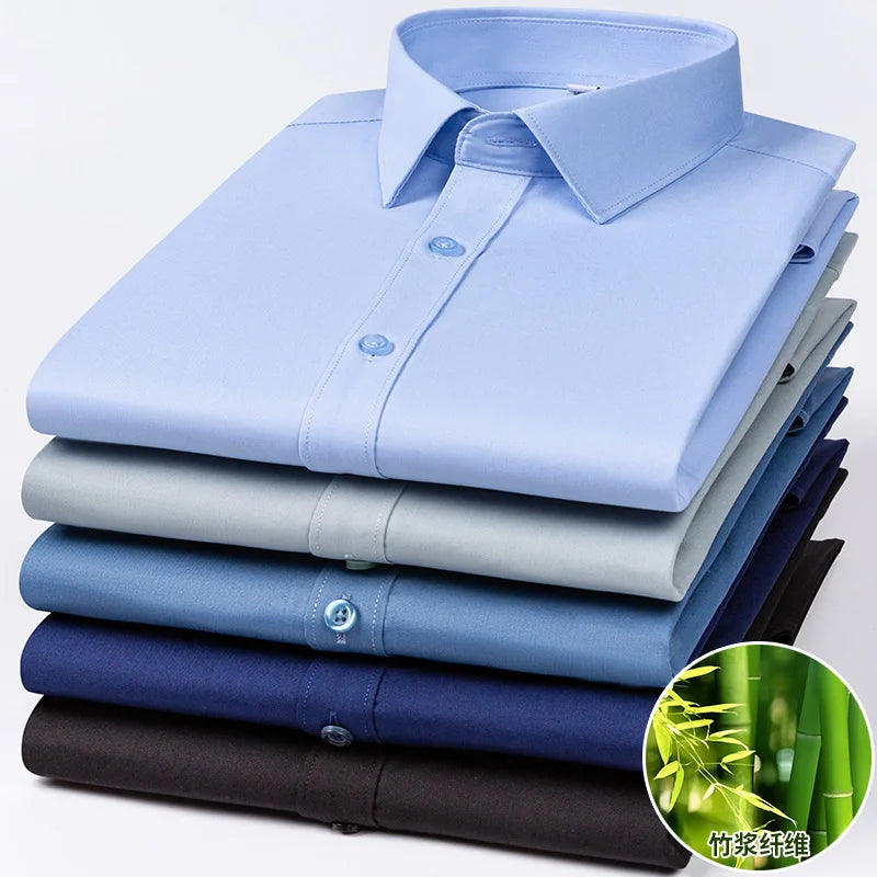 Men's Bamboo Fiber Dress Shirt — Anti-Wrinkle Slim Fit