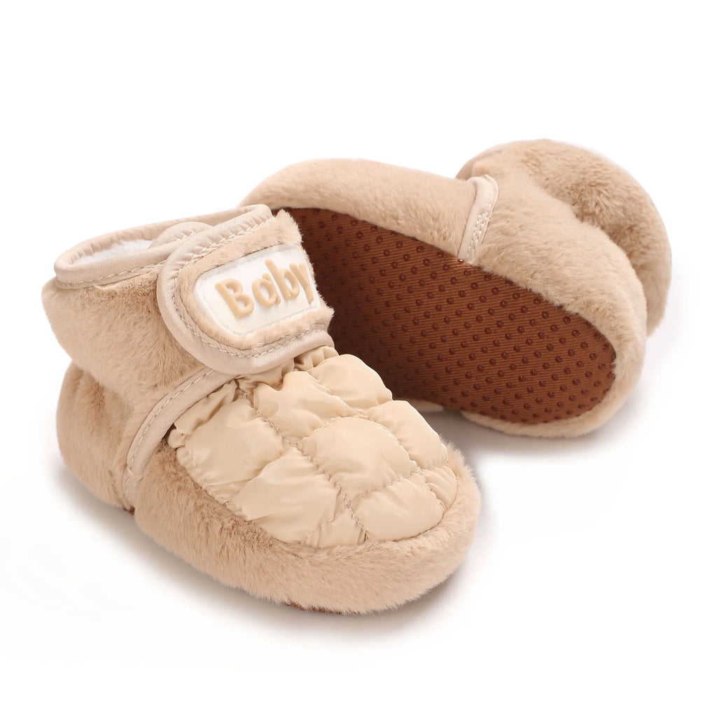 0-18M Apricot New Soft Winter Boots Baby Girl Boy Winter Warm Shoes Solid Fashion Toddler Fuzzy Balls First Walkers Kid Shoes