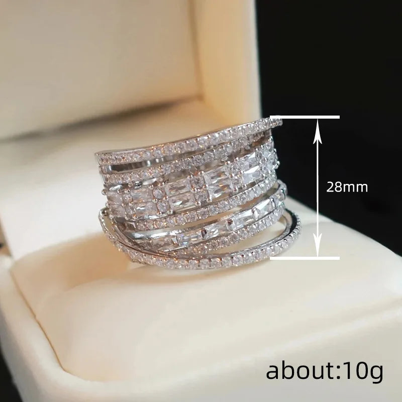 HUITAN Women's CZ Statement Ring