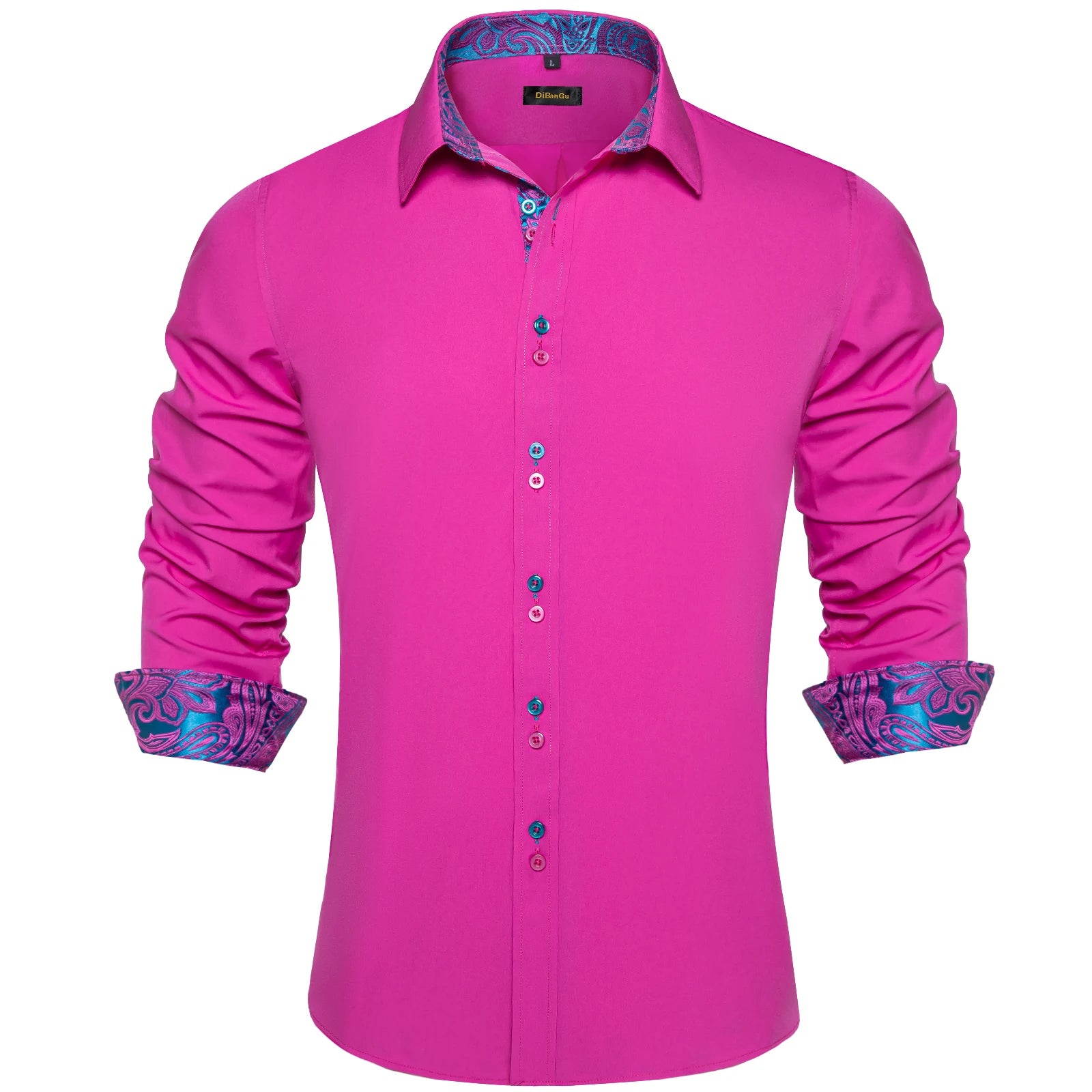 Men's Polyester Cotton Solid Black Shirts Long Sleeve Blue Paisley Patchwork Social Casual Dress Shirt Elegant Men Clothing
