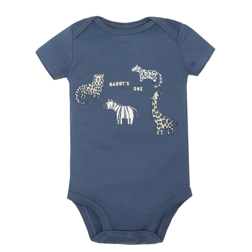 Baby Cotton Cartoon Romper – Short Sleeve Jumpsuit (0–24M)