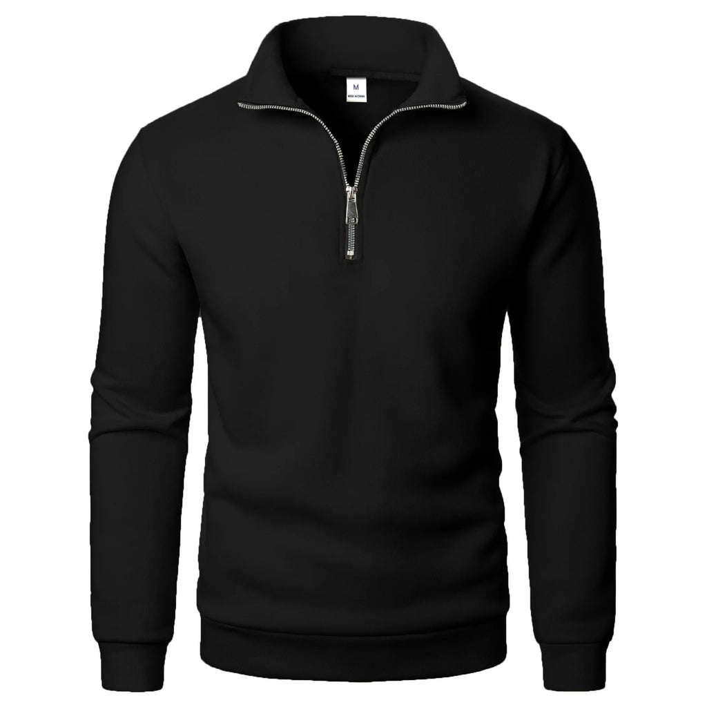 Spring and Autumn new casual half zipper stand up collar hoodie trend simple and loose oversized fleece men's hoodie