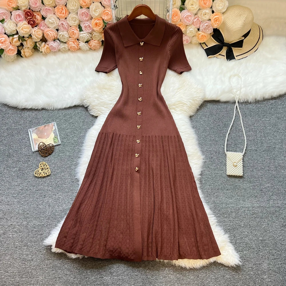 Collared Knit Midi Dress
