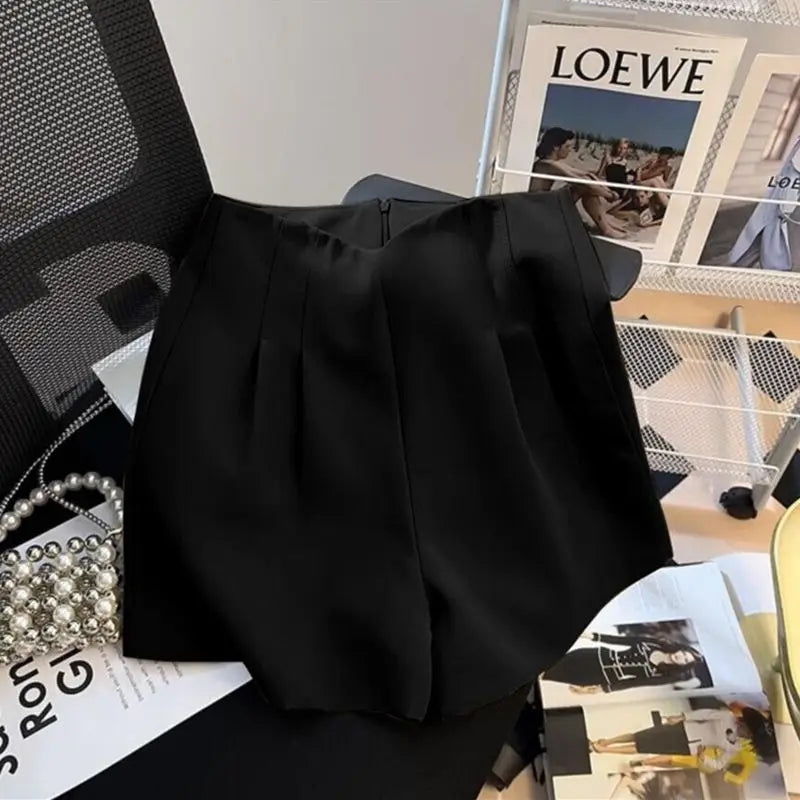 Women's High Waist Wide Leg Shorts — Pleated Loose Fit Summer Pants
