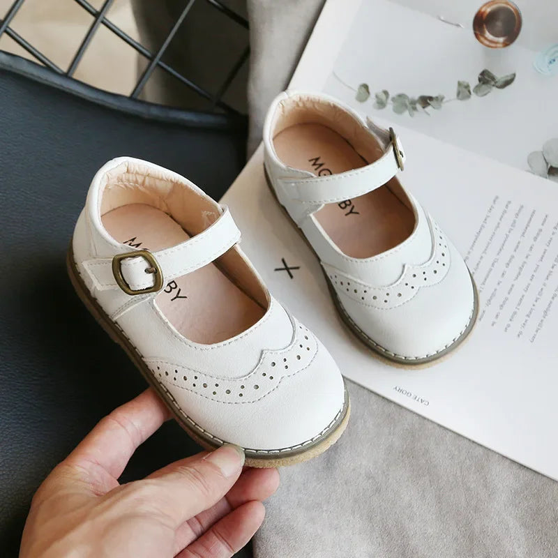 Girls PU Leather Flat Shoes – Kids Casual School Shoes (Size 21–30)