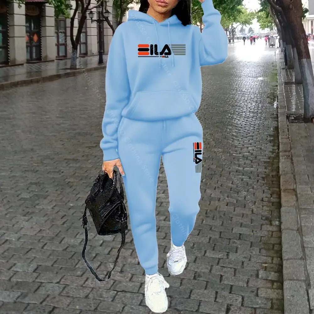 Womens Clothing Autumn Winter Hoodies Pants Fashion High Quality Aesthetic Luxury Brand Designer Streetwear Pants Sets for Women