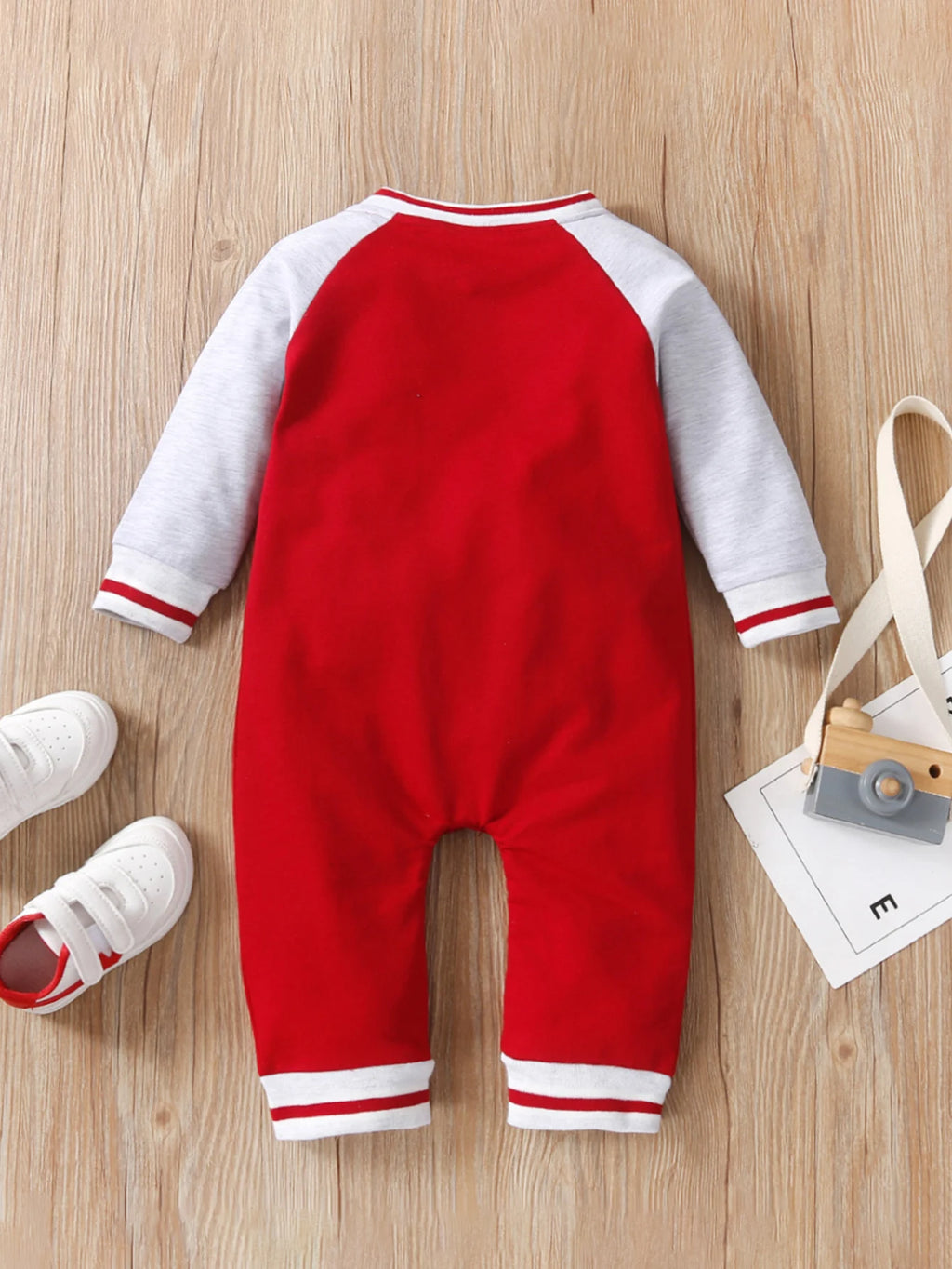 Baby Boy Long-Sleeve Romper — Letter Print Cotton Jumpsuit