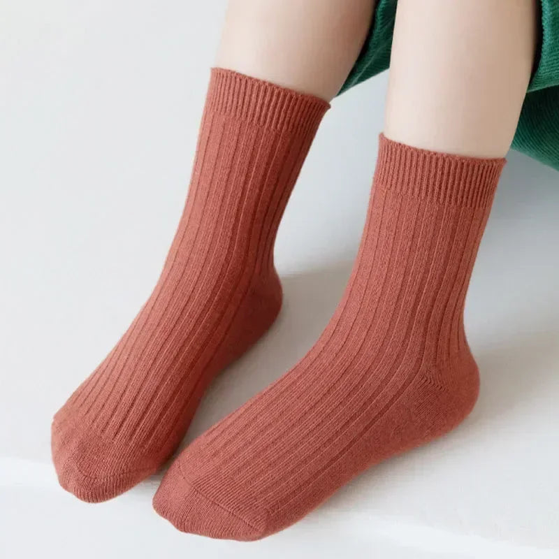 Kids Cotton Socks 5-Pack – Breathable Cartoon Crew Socks (Ages 1–12)