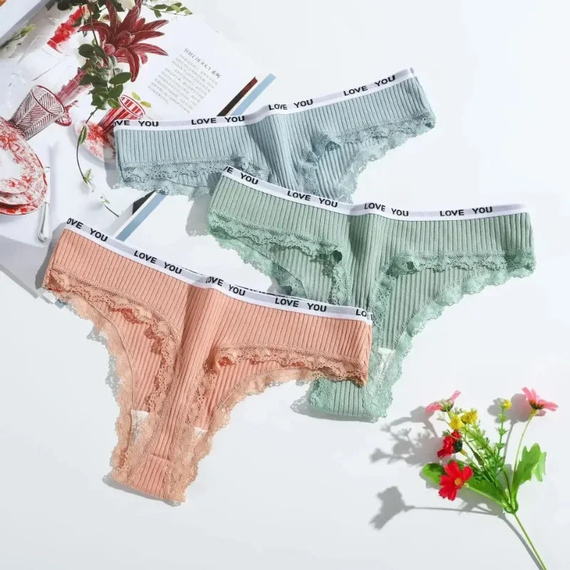 Women's Cotton Lace G-String Thong | Low-Rise Sexy Underwear | 8 Colors | M–XL