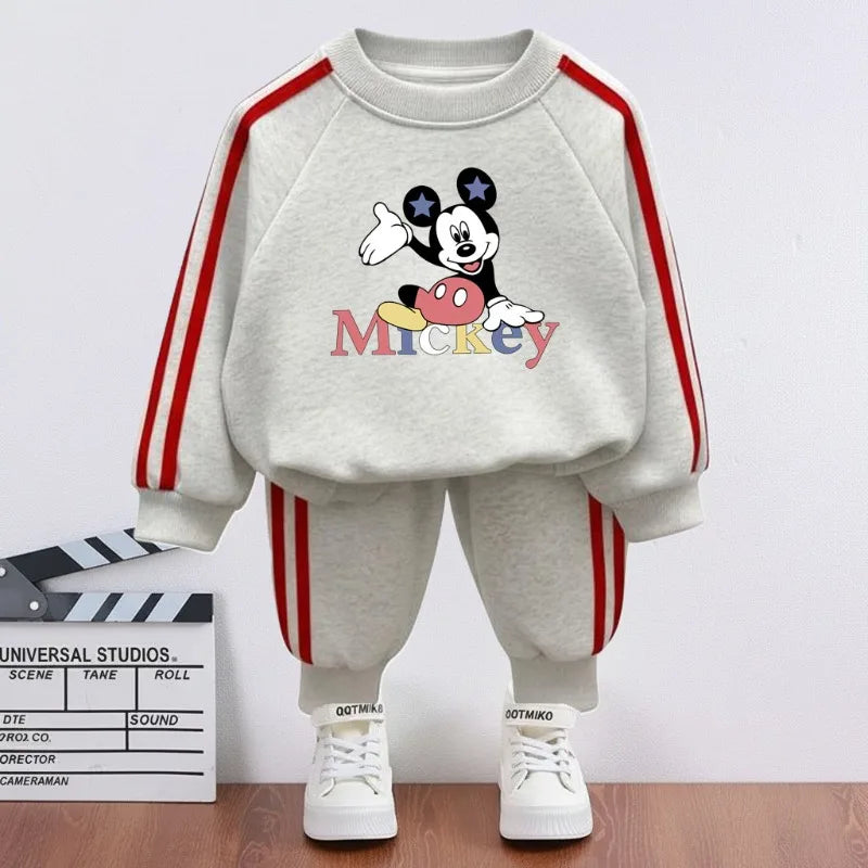 Boys' Cartoon Tracksuit Set – Hoodie & Striped Pants