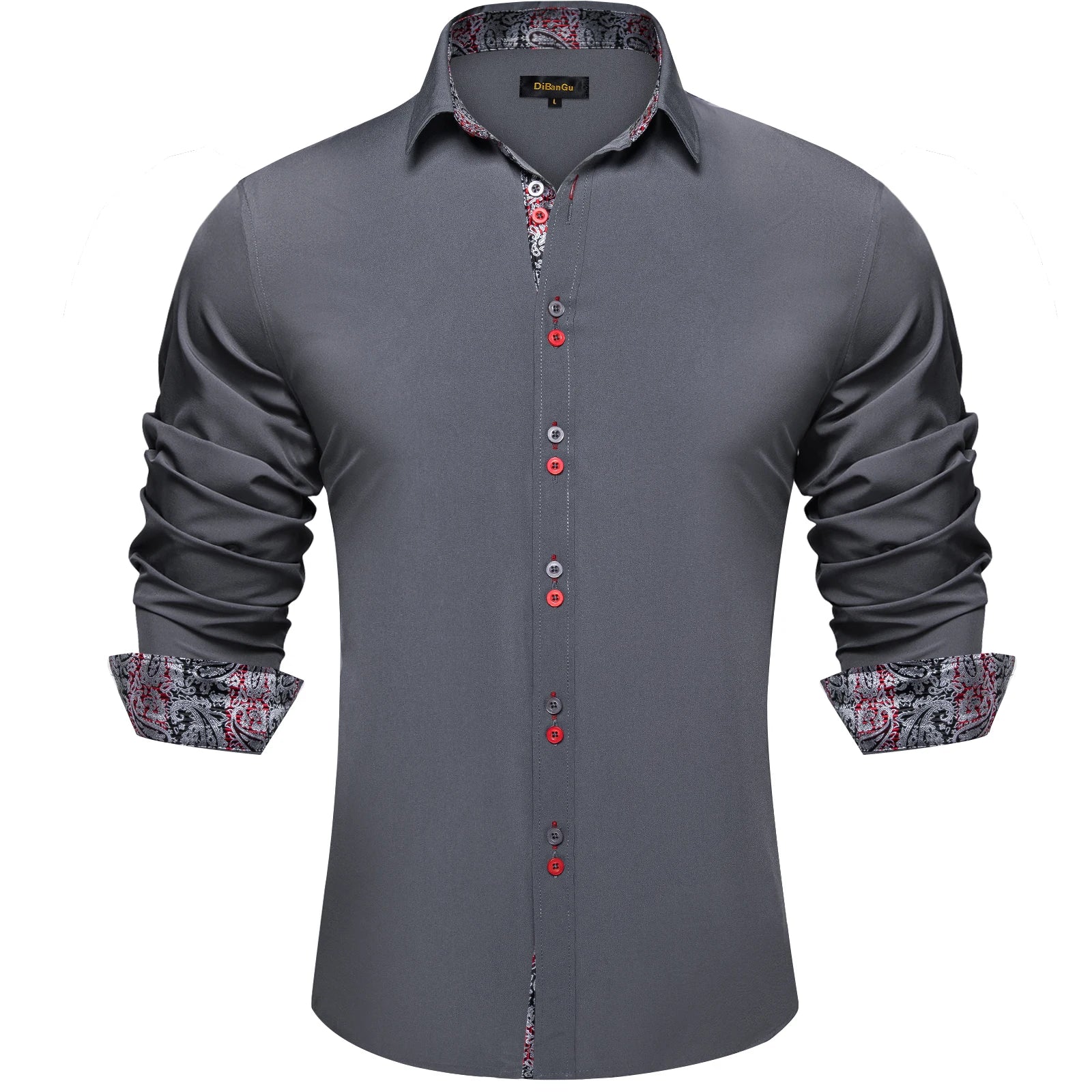 Men's Polyester Cotton Solid Black Shirts Long Sleeve Blue Paisley Patchwork Social Casual Dress Shirt Elegant Men Clothing