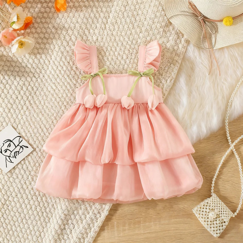 Baby Girl Floral Summer Dress — Sleeveless Cotton