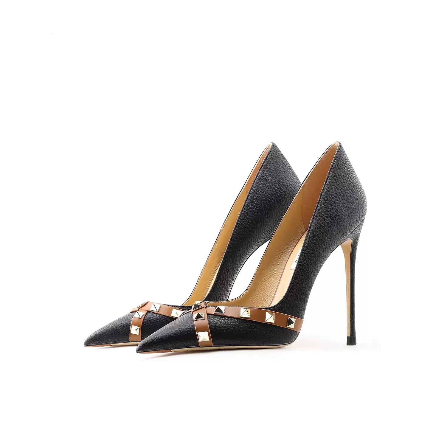 Women's Patent Leather Rivet Stiletto Pumps – Star Style Luxury High Heels for Evening & Wedding
