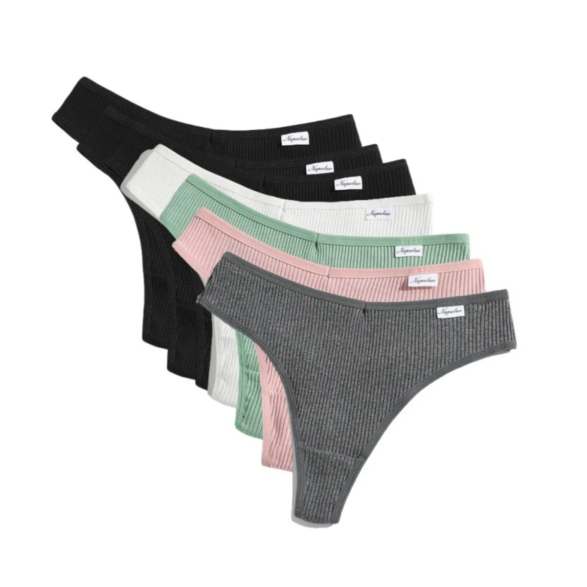 7Pcs/Set Women Cotton Panties Solid Color Thongs Female Low Rise T-back Underwear Sexy Lingerie Intimates S-XL G-String