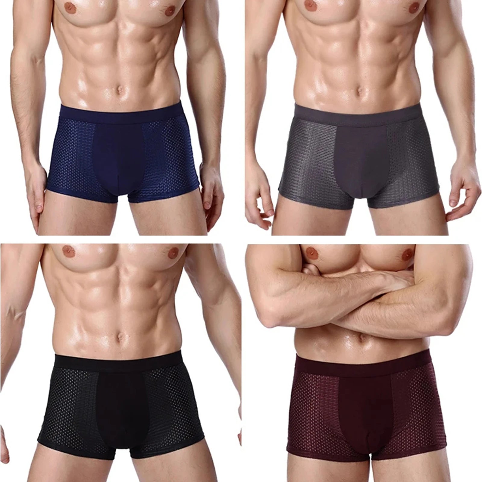 Men's Bamboo Fiber Boxer Shorts 4-Pack | Breathable Quick-Dry Underwear | 11 Colors | XL–7XL
