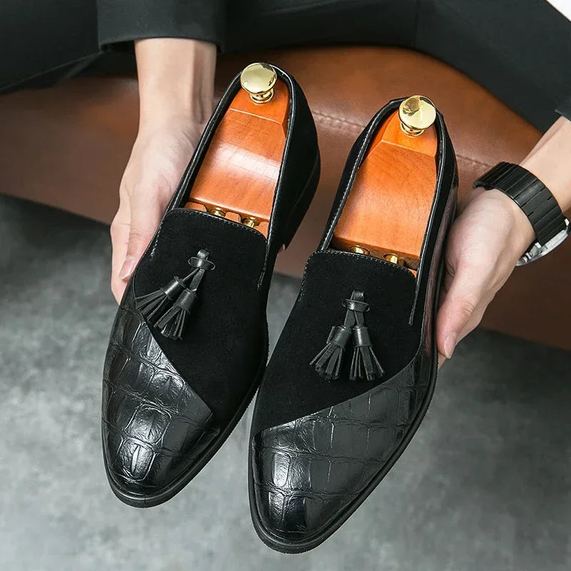 Men's Vintage Wingtip Tassel Brogue Slip-On Loafers – Formal Comfort Dress Shoes
