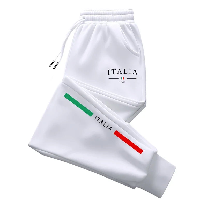 Italy Print Jogger Sweatpants – Men's Tapered Casual Pants, All Seasons