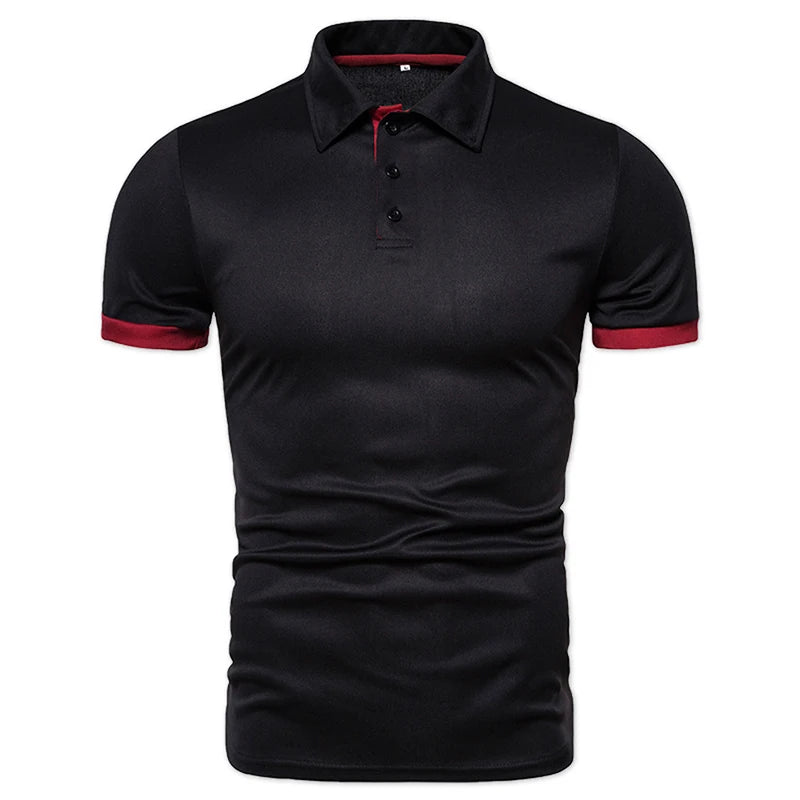 Men's Solid Color Short Sleeve T-Shirt Collar Polo Comfortable Breathable Fashion Basic Fit for Spring/Summer
