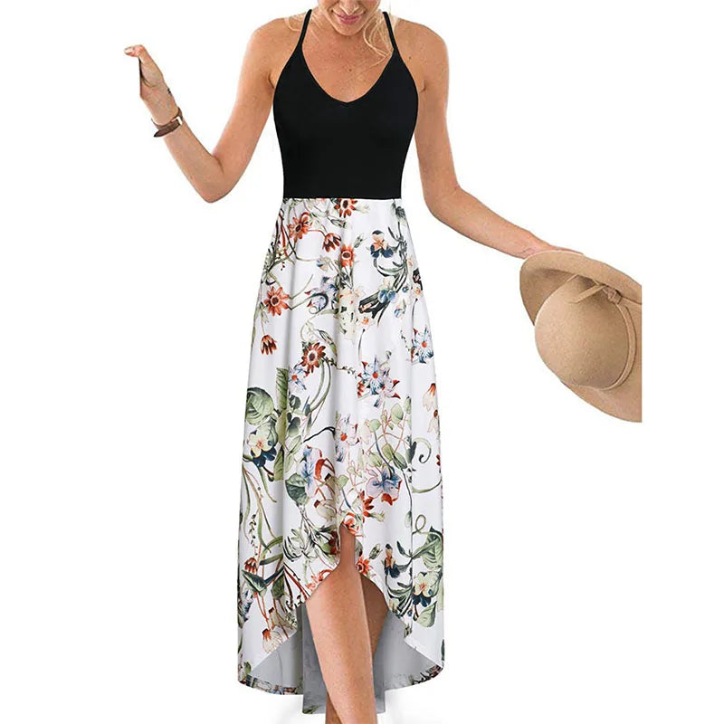 Printed V-Neck Maxi Dress