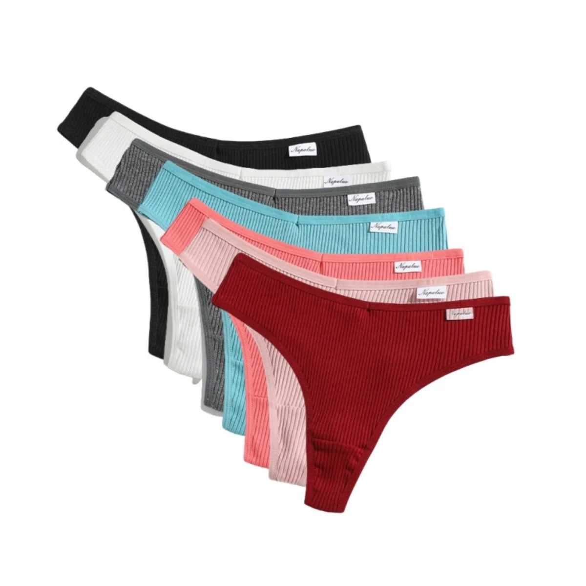 7Pcs/Set Women Cotton Panties Solid Color Thongs Female Low Rise T-back Underwear Sexy Lingerie Intimates S-XL G-String