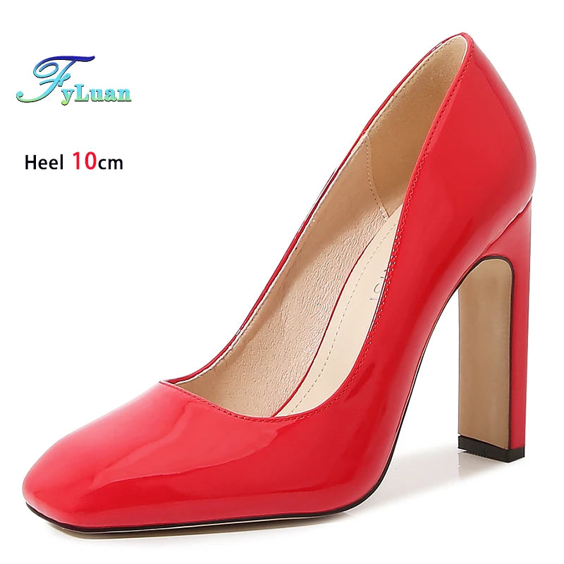 Women's Square Toe High Heel Pumps – 10cm Office Lady Stilettos