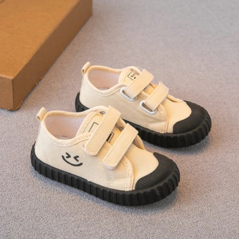 Kids Canvas Sneakers – Non-Slip Hook & Loop Shoes (Size 21–32)