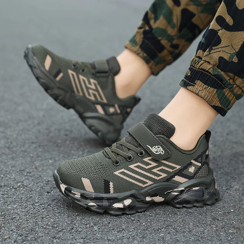 Children Breathable Sneakers Boys Girls Wear-resistant Lightweight Sports Shoes Kids Non-slip Casual Camouflage Outdoor Shoes