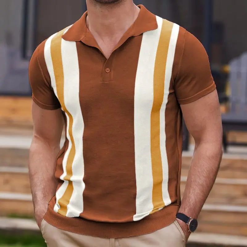 High End Jacquard Striped Polo Shirts For Men Short Sleeve Elastic Summer Quality Viscose Knitted Smart Casual Camisas De Hombre