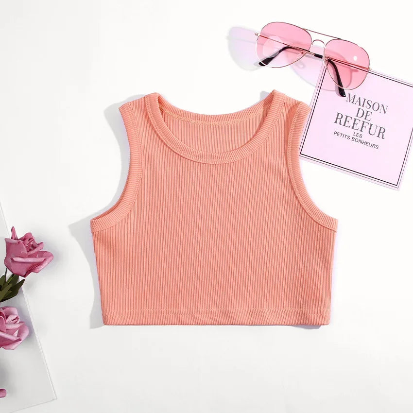 Girls' Cotton Sleeveless Tank Top – Soft Camisole Undershirt for Toddlers & Kids
