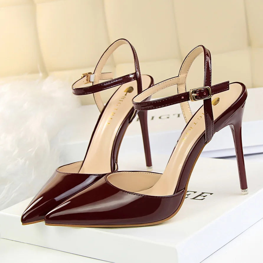Women's Stiletto Heel Ankle Strap Sandals – 10.5cm High Heels for Wedding & Party