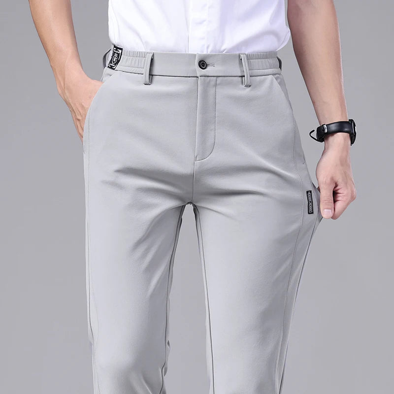 Men's Ice Silk Slim Straight Pants – Lightweight Summer Trousers