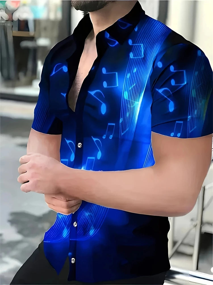 Summer Stripe Color Block 3D Printed Casual Office Shirt Mens Womens Casual Fashion Vintage Short Sleeve Shirt Mens Tops Shirt