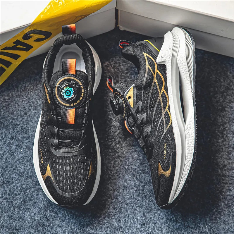 Men's Breathable Mesh Sneakers – Rotating Buckle Sport Shoes