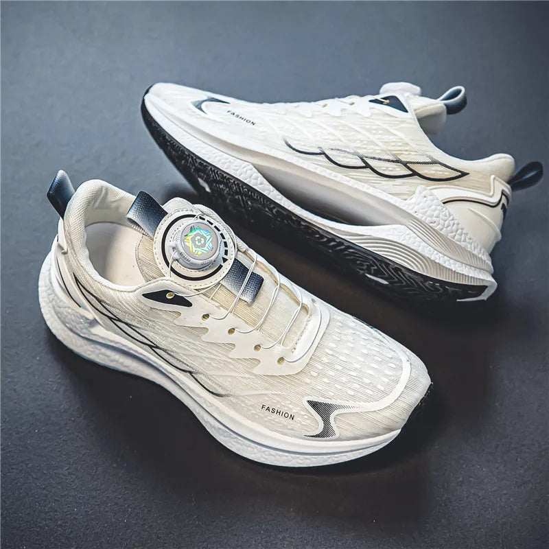 Men's Breathable Mesh Sneakers – Rotating Buckle Sport Shoes
