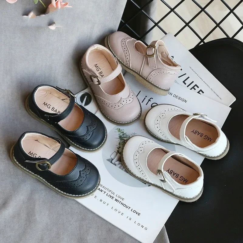 Girls PU Leather Flat Shoes – Kids Casual School Shoes (Size 21–30)