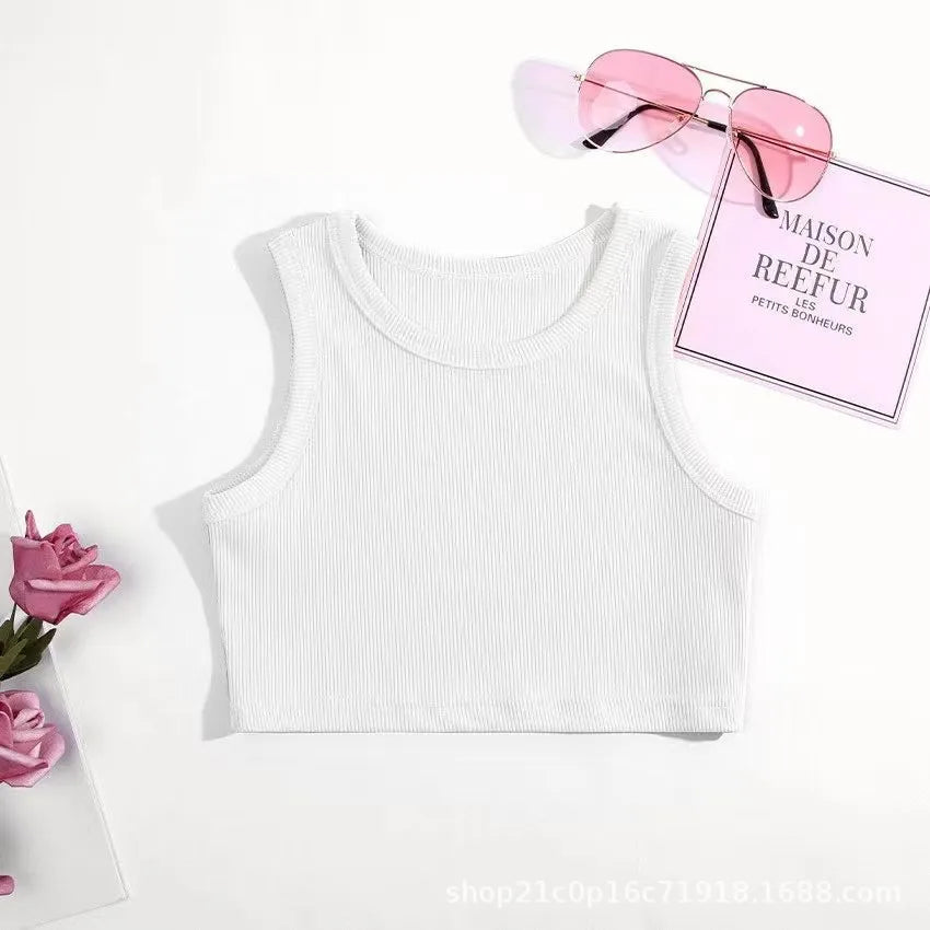 Girls' Cotton Sleeveless Tank Top – Soft Camisole Undershirt for Toddlers & Kids