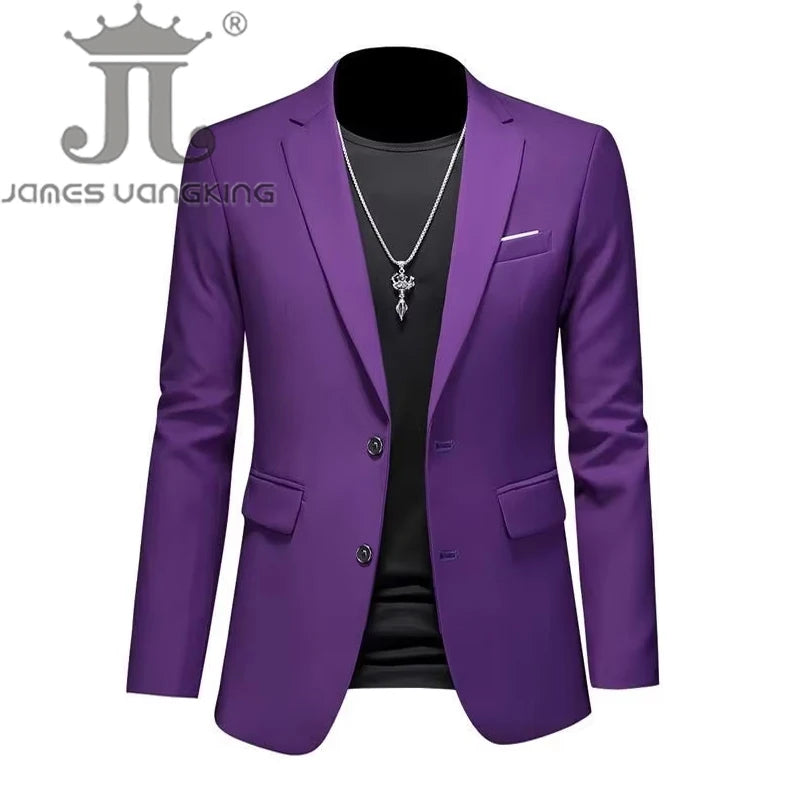 Boutique Fashion Solid Color High-end Brand Casual Business Men's Blazer Groom Wedding Gown Blazers for Men Suit Tops Jacke Coat