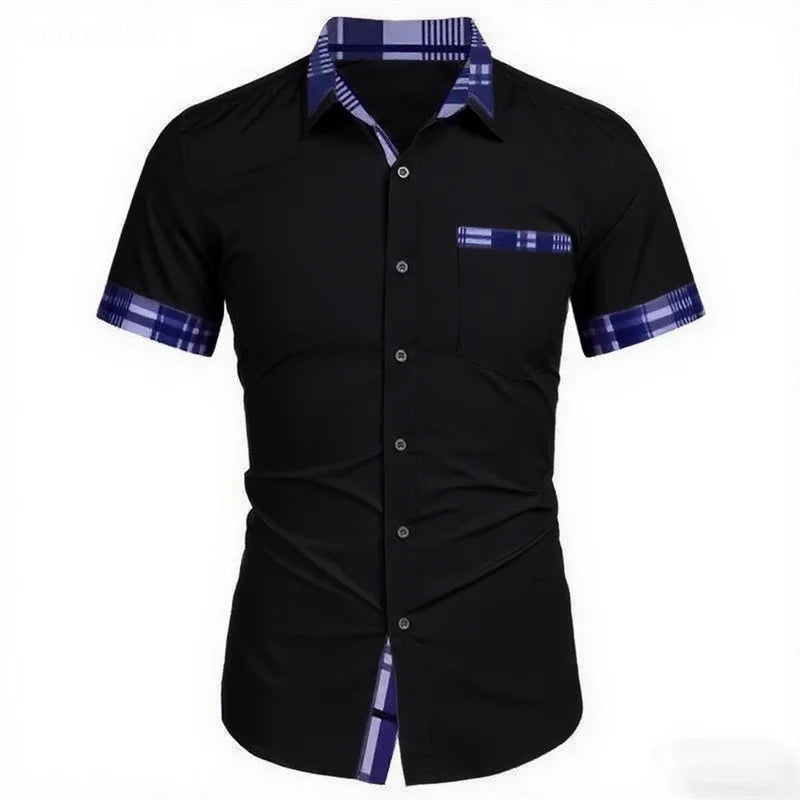 Men's short-sleeved shirts business office wear button-down shirts loose style oversized size XS-5XL soft fabric fast delivery