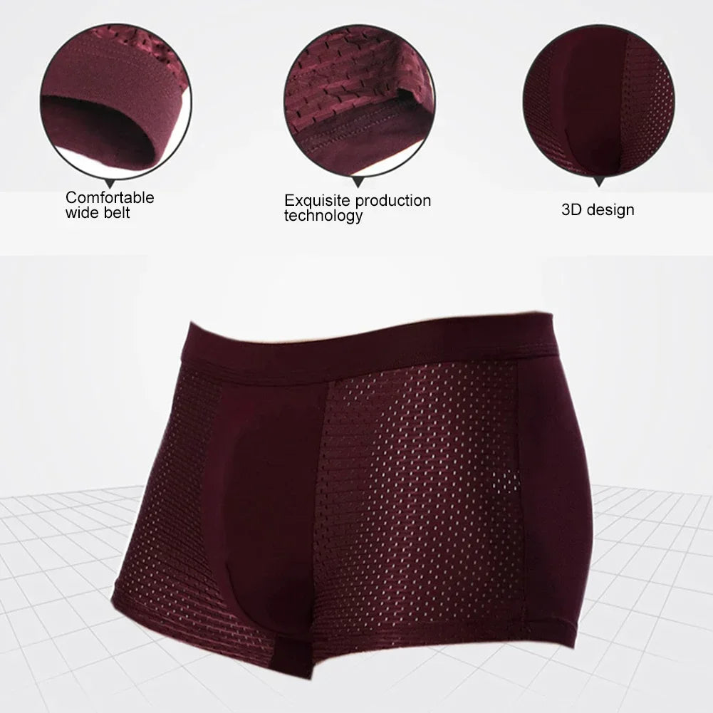 Men's Bamboo Fiber Boxer Shorts 4-Pack | Breathable Quick-Dry Underwear | 11 Colors | XL–7XL
