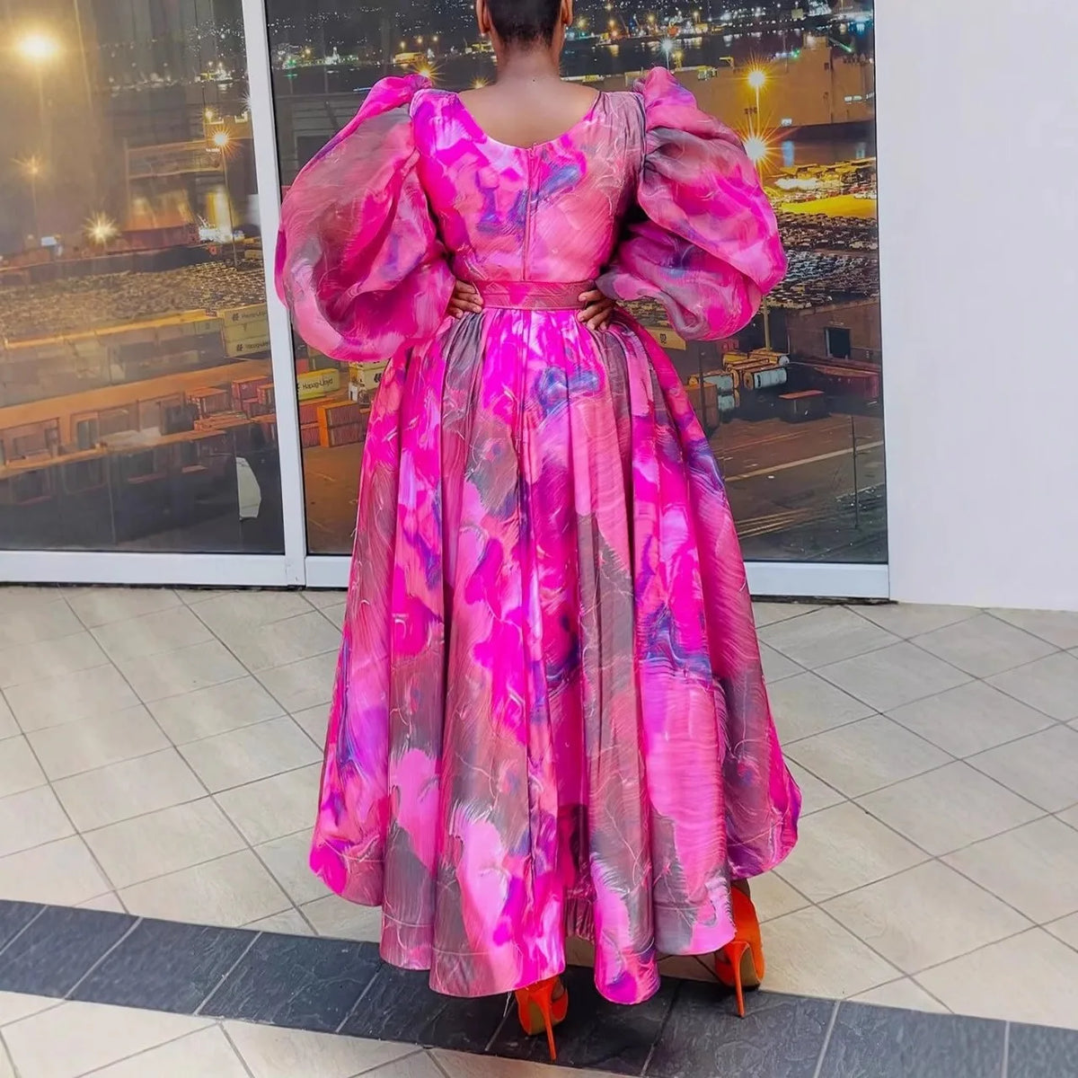 Plus-Size Floral Chiffon Maxi Dress
