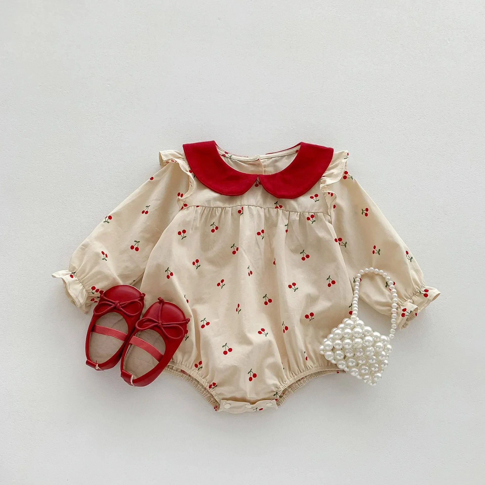 Baby Girl Floral Romper — Long Sleeve Cotton Jumpsuit