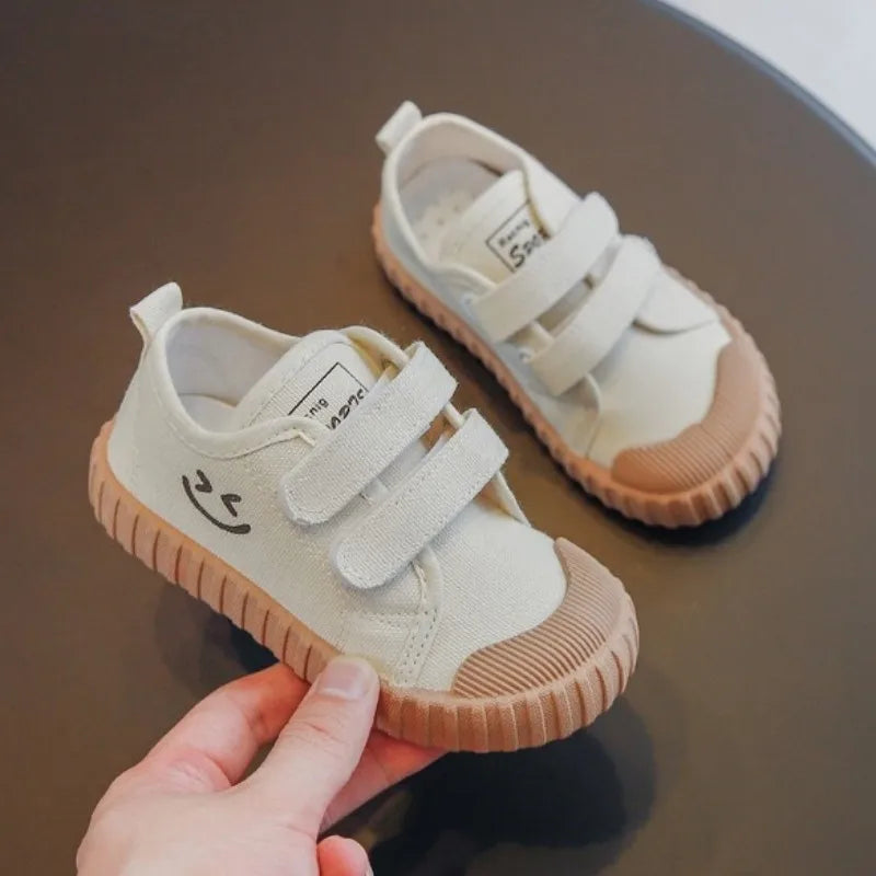 Kids Canvas Sneakers – Non-Slip Hook & Loop Shoes (Size 21–32)