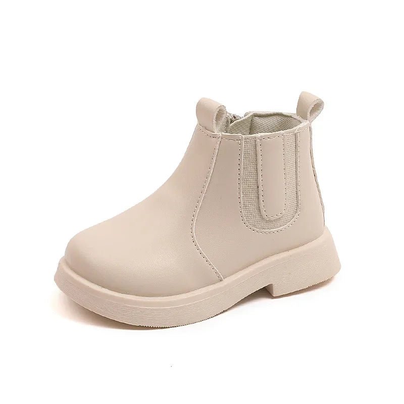 Kids Short Boots Solid Color Versatile Boys Girls Chelsea Boots British Style 2025Autumn New Children Ankle Boot Wear-Resistant
