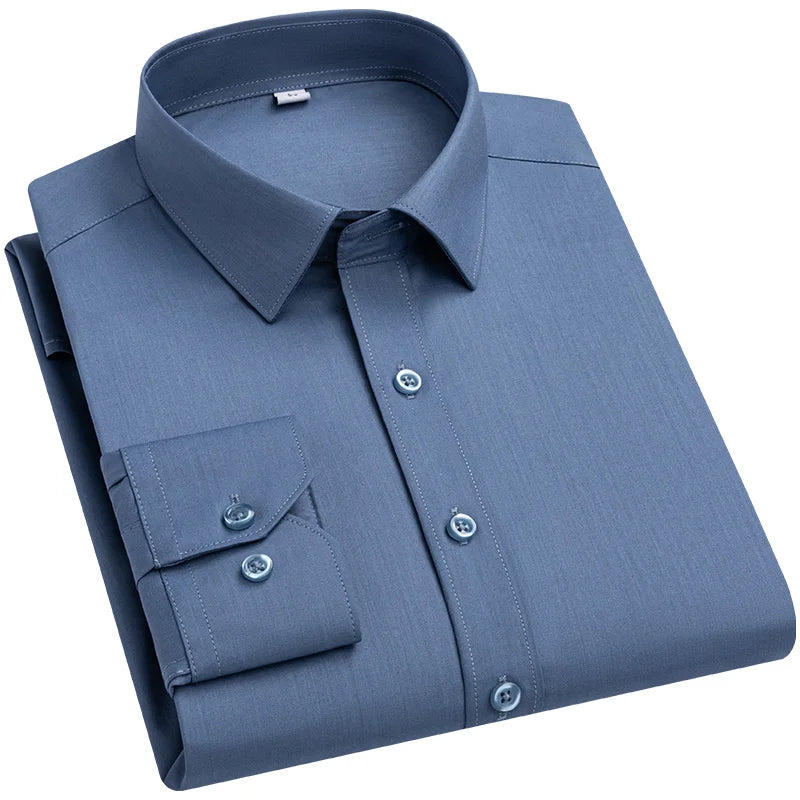 Men's Bamboo Fiber Dress Shirt — Anti-Wrinkle Slim Fit