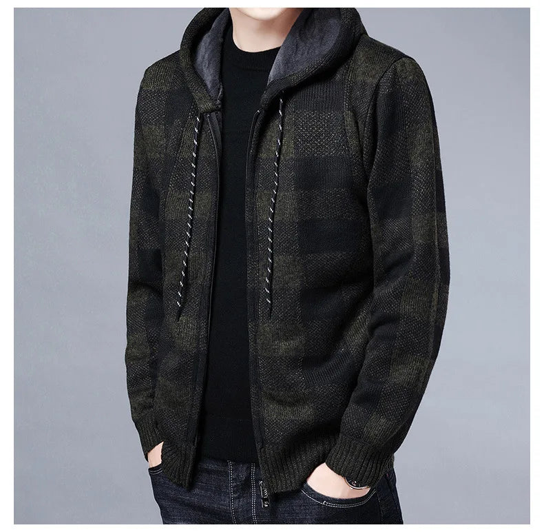 Men's Fleece Hooded Cardigan Jacket