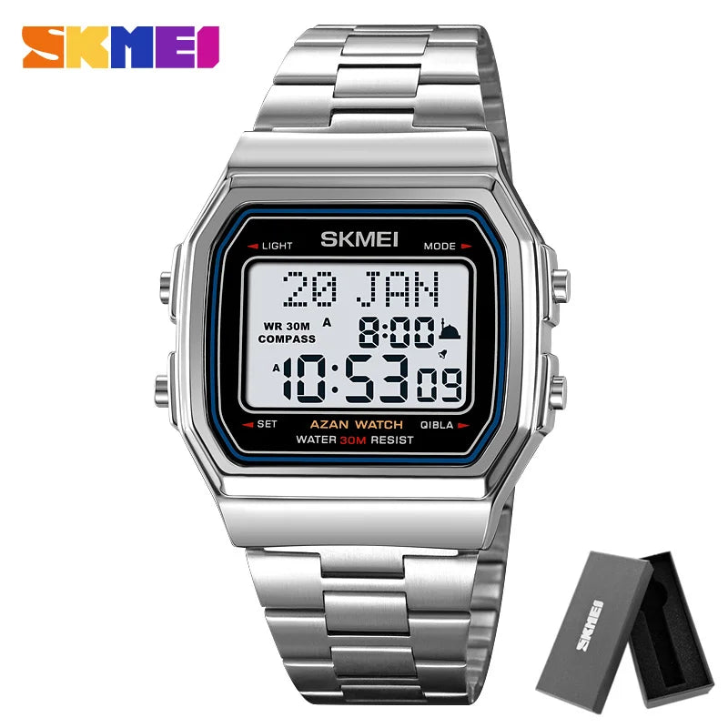 SKMEI 2113 Men's Islamic Prayer Digital Watch | Azan, Qibla, Hijri Calendar