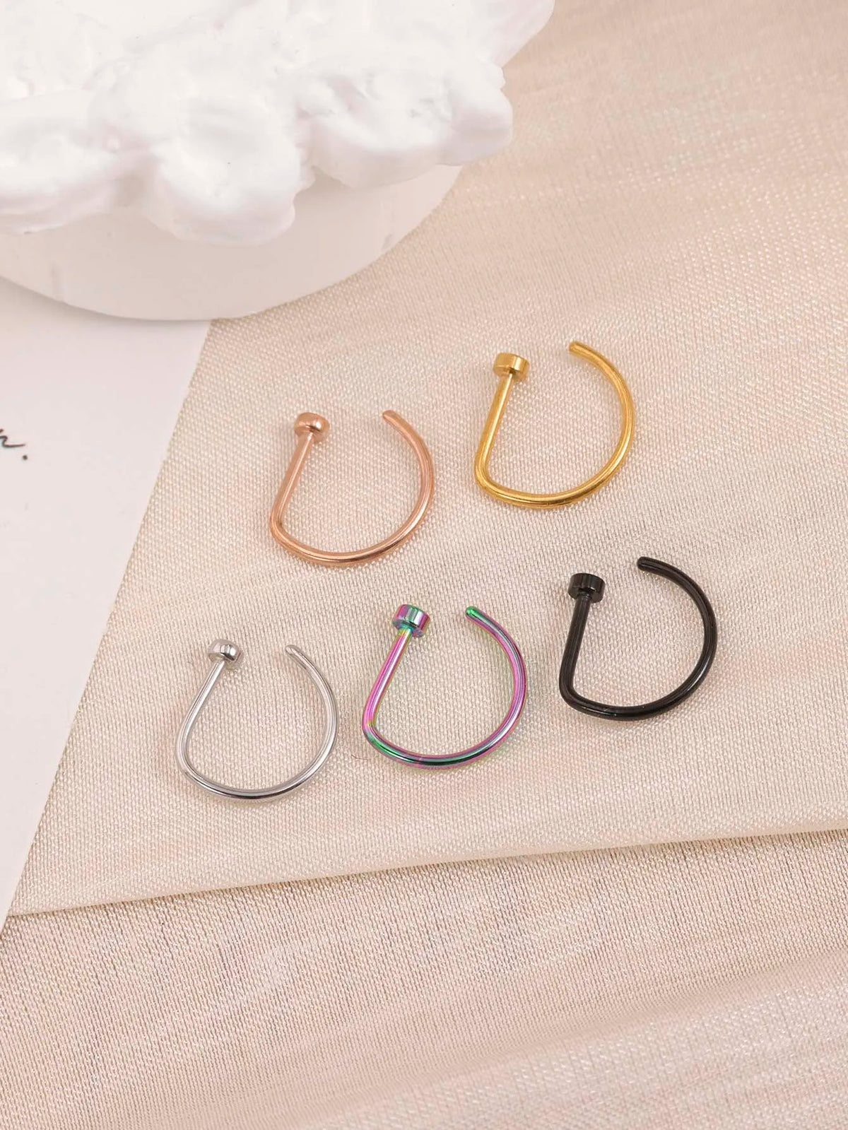 Fake Nose Ring | D-Shape Stainless Steel Faux Piercing for Nose & Ear