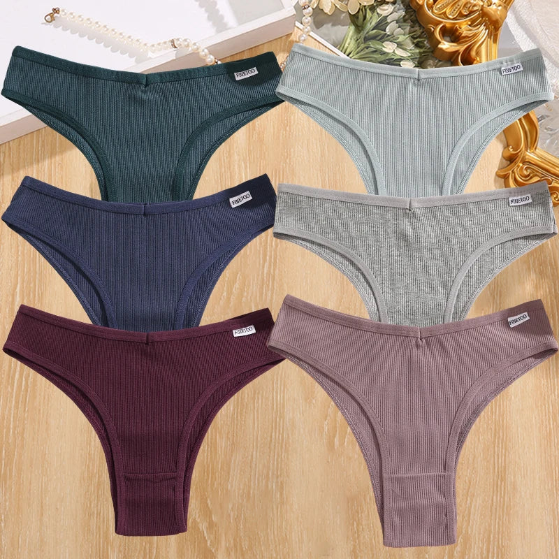 FINETOO 6Pcs Cotton Lingerie Panties Sexy Underwear Women Briefs Tangas Female Underpants Pantys Thong Panties Bikini 13 Color