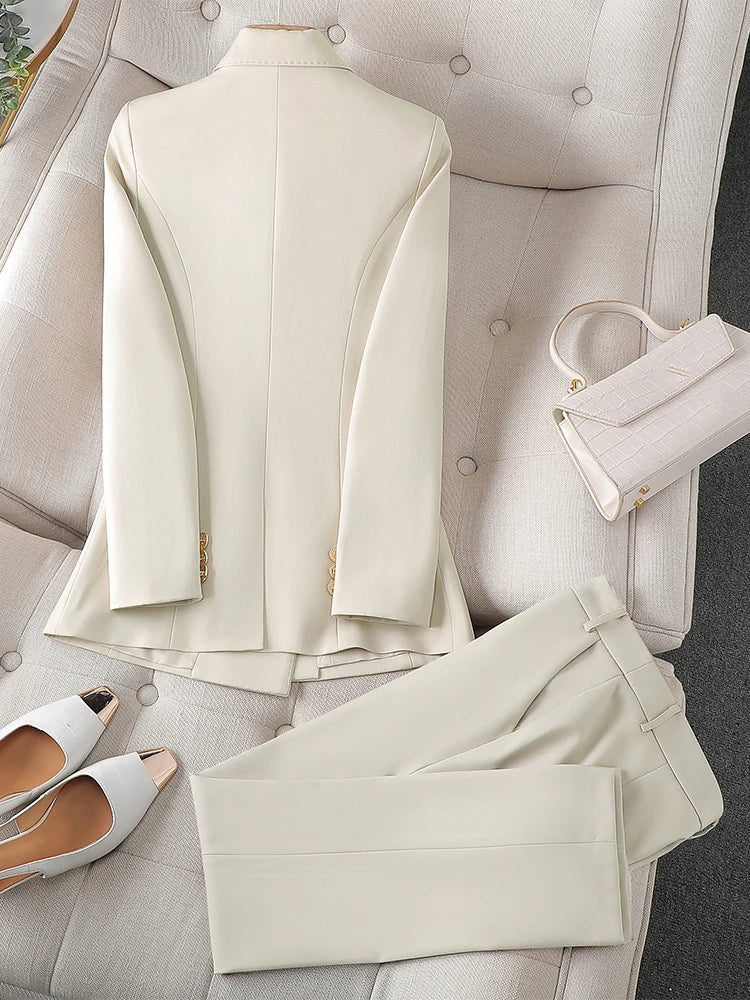 Women's Elegant 2-Piece Pant Suit Set – Slim Fit Blazer & Ankle Pants