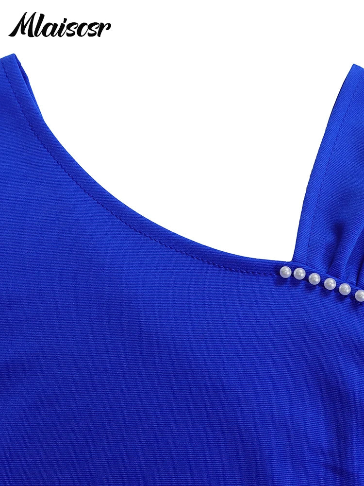 Mlaiscsr Elegant Short Sleeve Beading Bodycon African Midi Dress for Women Fashion Office Work Club Party Birthday Vestidos 2025